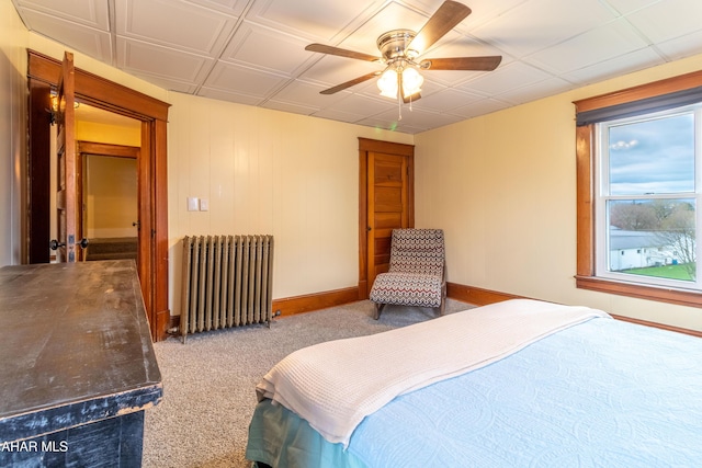 213 N Market St, Martinsburg, PA 16662 - bedroom featuring ceiling fan, baseboards, radiator heating unit, and carpet floors