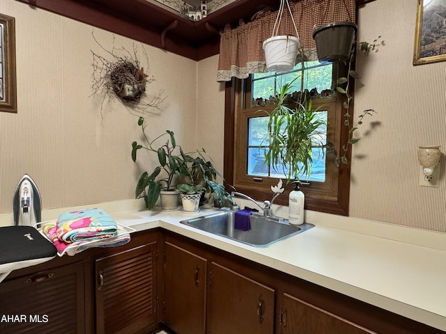 kitchen with dark brown cabinets and sink