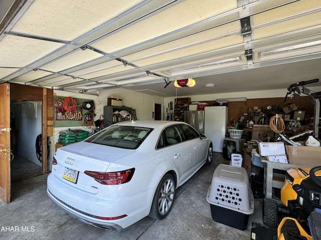 garage with a garage door opener