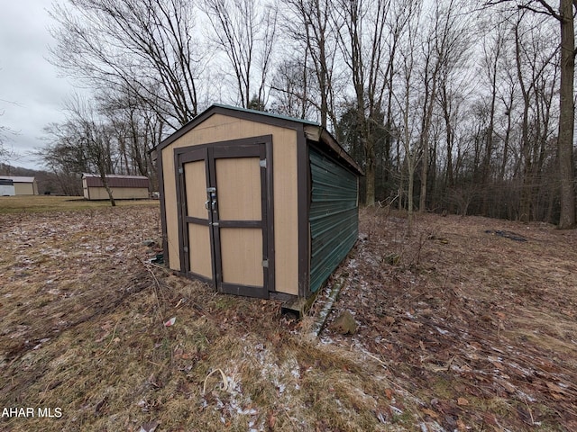 view of shed