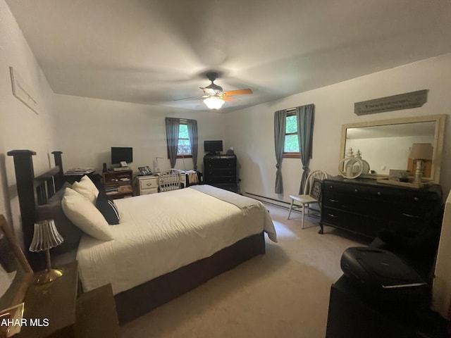849-853 Fairview Rd, Howard, PA 16841 - carpeted bedroom featuring multiple windows, baseboard heating, and ceiling fan
