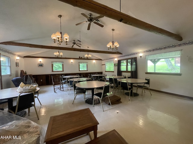 849-853 Fairview Rd, Howard, PA 16841 - dining area with a chandelier, plenty of natural light, and a ceiling fan
