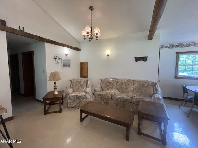 849-853 Fairview Rd, Howard, PA 16841 - living room with a chandelier and lofted ceiling
