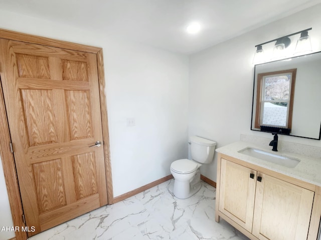 3100 Oak Ave, Altoona, PA 16601 - half bathroom with marble finish floor, toilet, vanity, and baseboards