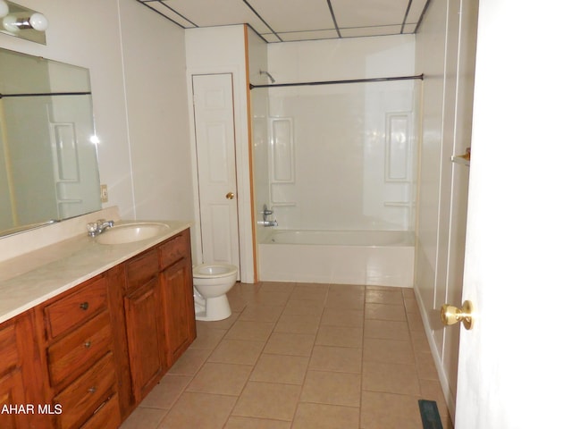 2743 Everett Rd, East Freedom, PA 16637 - full bathroom with toilet, vanity, tile patterned flooring, and washtub / shower combination