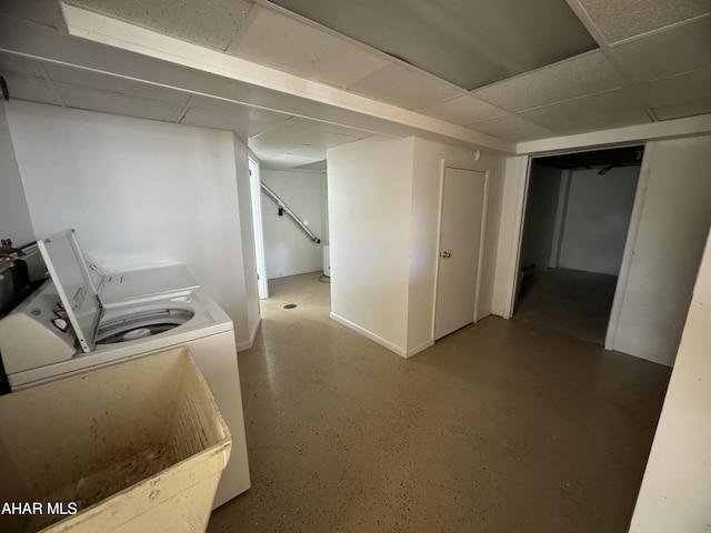 clothes washing area featuring independent washer and dryer