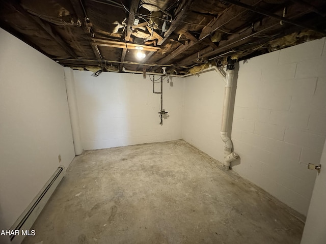 basement with baseboard heating