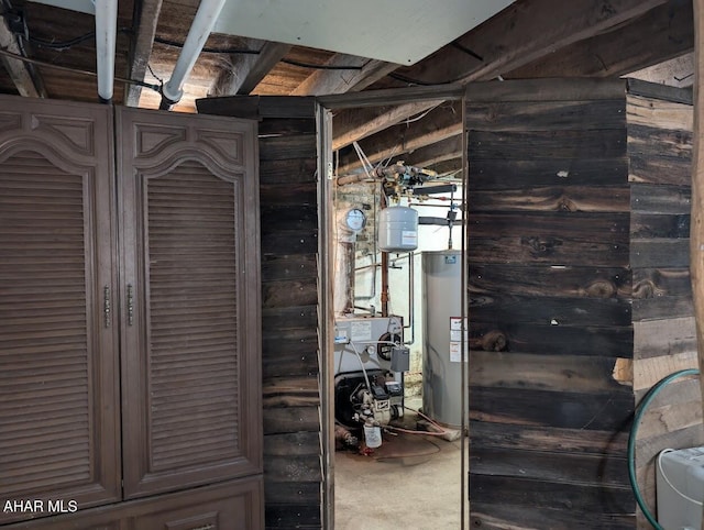 basement featuring water heater