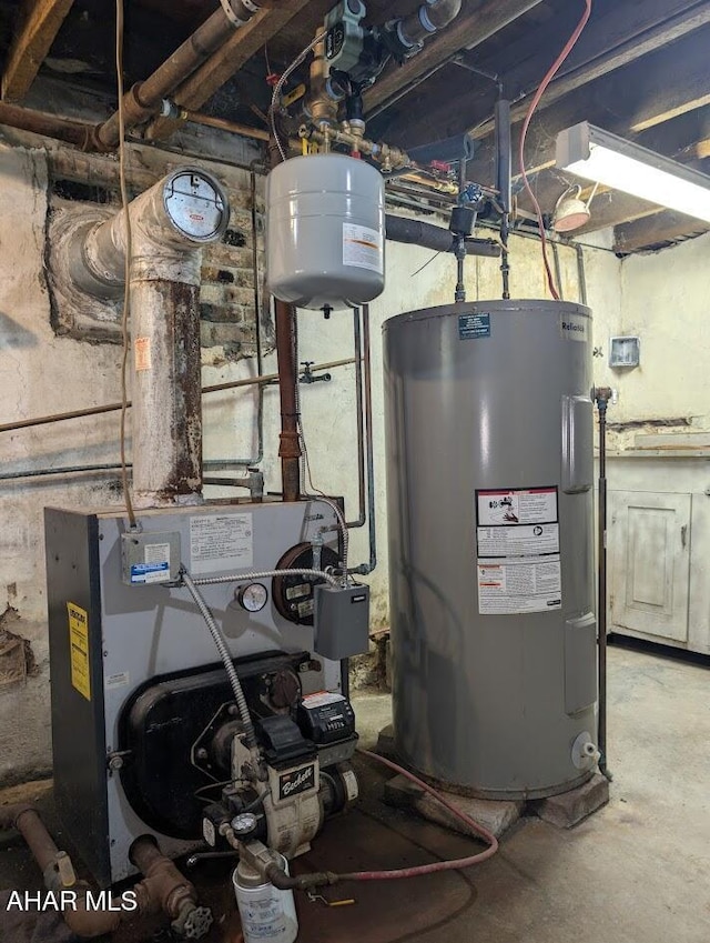 utility room featuring electric water heater