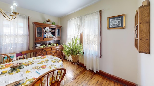 dining room with baseboards and wood-type flooring