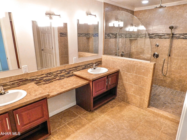 115 Spruce St, Smithmill, PA 16680 - full bath with two vanities, walk in shower, and crown molding