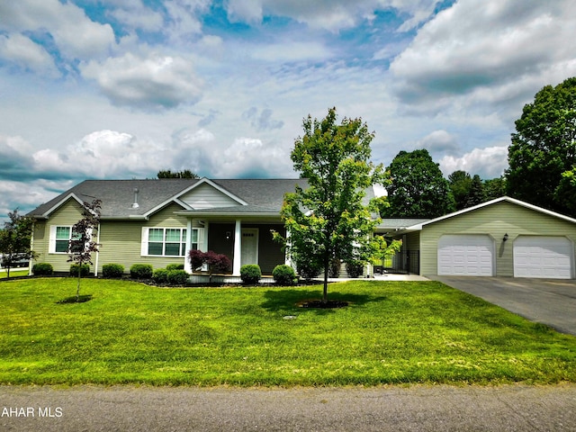 115 Spruce St, Smithmill, PA 16680 - view of front facade featuring a porch, a front lawn, driveway, and roof with shingles