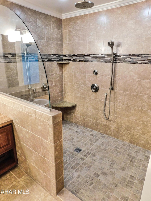 115 Spruce St, Smithmill, PA 16680 - full bathroom featuring a tile shower and ornamental molding