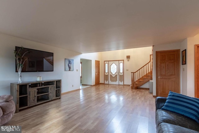 living room with light wood-type flooring