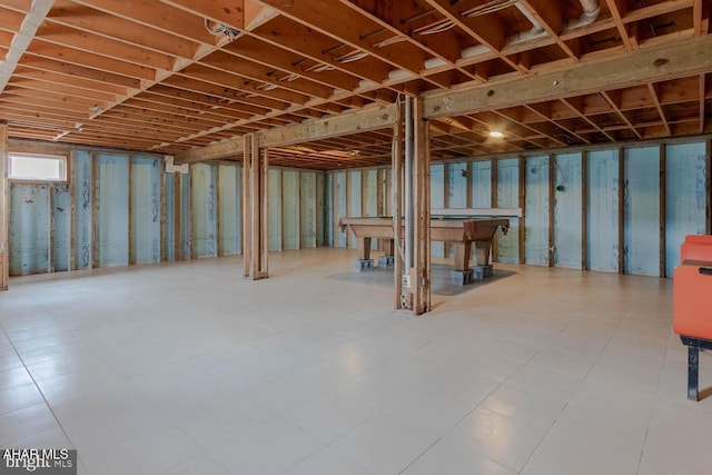 basement with pool table