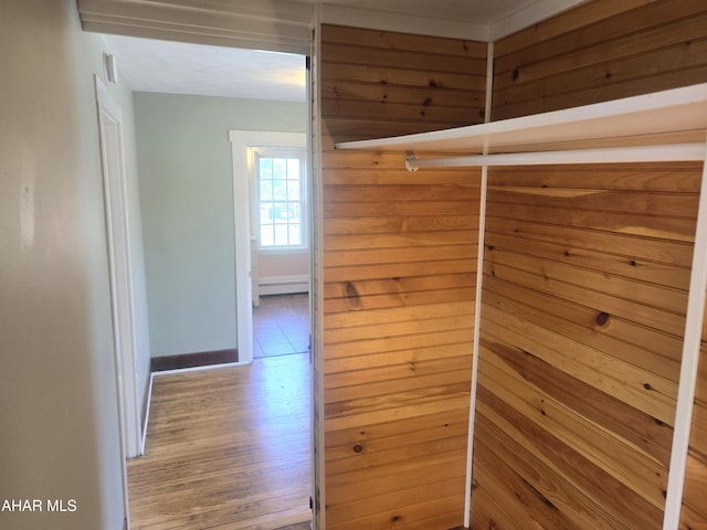 313 E John St, Bedford, PA 15522 - hall featuring a baseboard radiator and wood finished floors