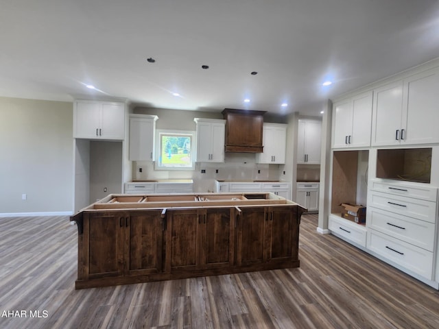 171 Deer Track Rd, Duncansville, PA 16635 - kitchen featuring a center island, wood finished floors, white cabinets, and recessed lighting