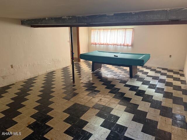 basement featuring billiards table