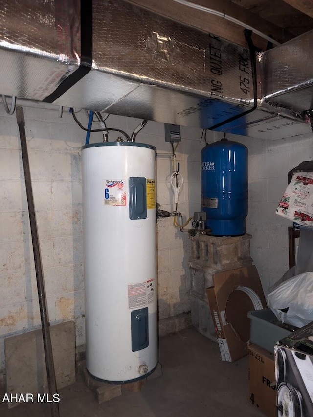 utility room featuring water heater