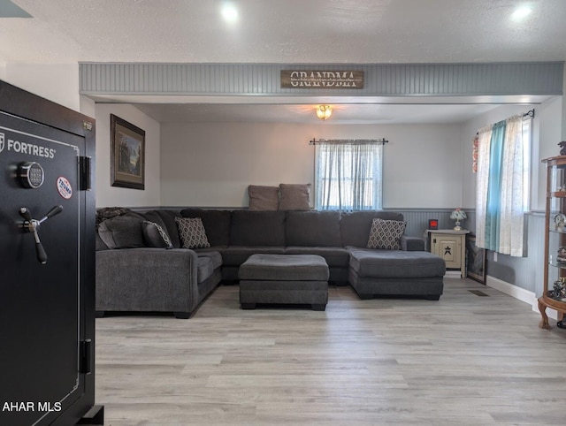 9802 Black Valley Rd, Everett, PA 15537 - living room featuring light wood-style floors and a wainscoted wall