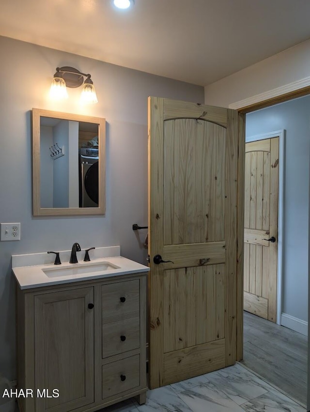 9802 Black Valley Rd, Everett, PA 15537 - bathroom with vanity and marble finish floors