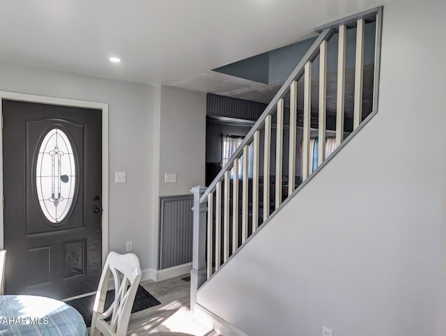 entrance foyer with hardwood / wood-style flooring