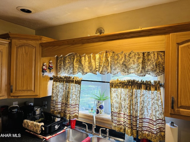 kitchen with sink and a textured ceiling