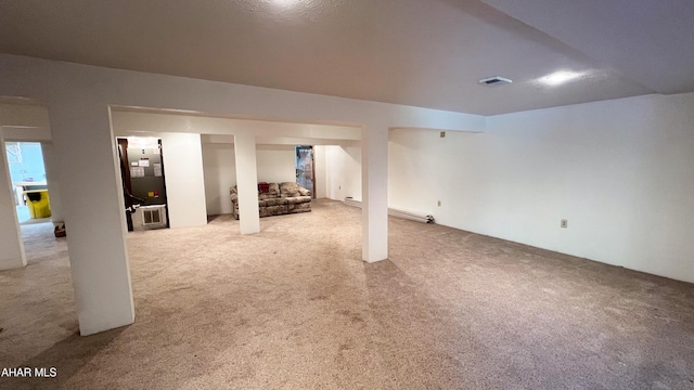 basement featuring carpet