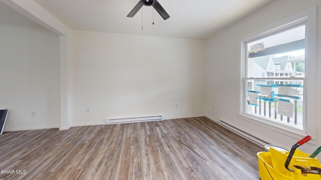 2602 W Chestnut Ave, Altoona, PA 16601 - empty room with baseboard heating, wood finished floors, and ceiling fan