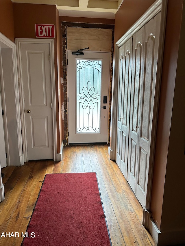 doorway featuring light wood-type flooring