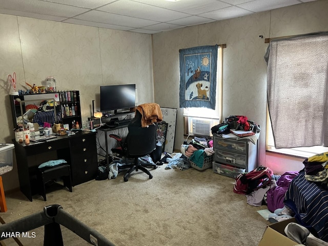 1243 R Main St, Johnstown, PA 15905 - home office with carpet floors, cooling unit, and a paneled ceiling