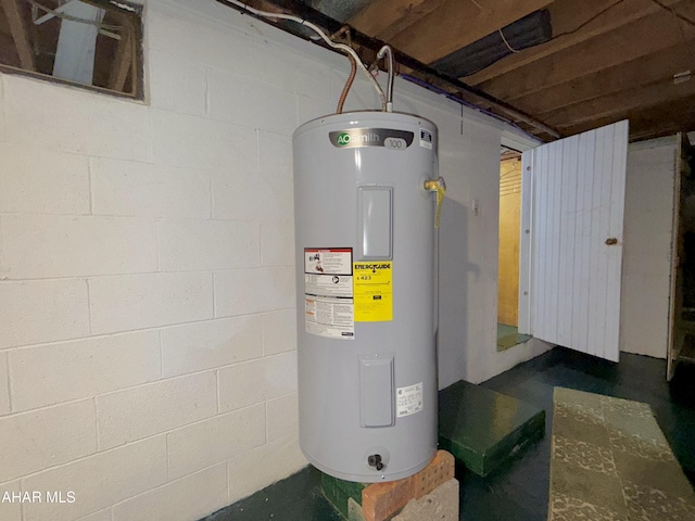 utility room featuring electric water heater