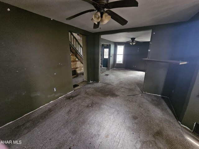 625 N 5th Ave, Altoona, PA 16601 - unfurnished room with ceiling fan and stairway