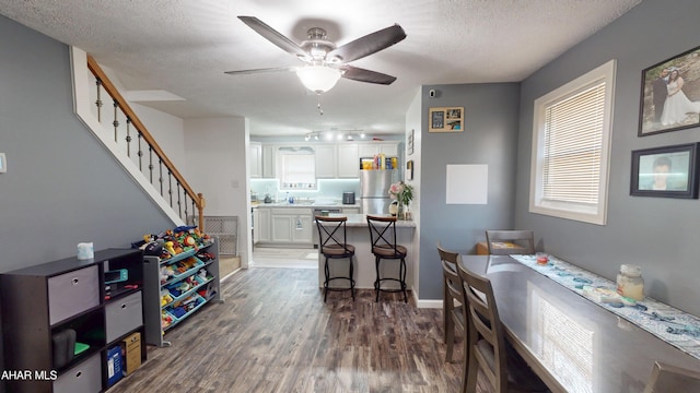 1407 N 5th Ave, Altoona, PA 16601 - office with a ceiling fan, dark wood-style flooring, and a textured ceiling