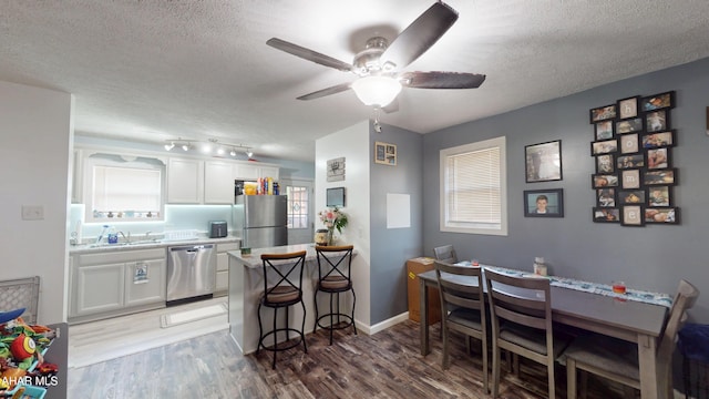 1407 N 5th Ave, Altoona, PA 16601 - dining space with a ceiling fan, a textured ceiling, and light wood-style floors