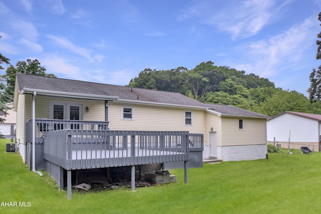 1647 Saint Francis Ln, Altoona, PA 16602 - back of property featuring a lawn and a wooden deck