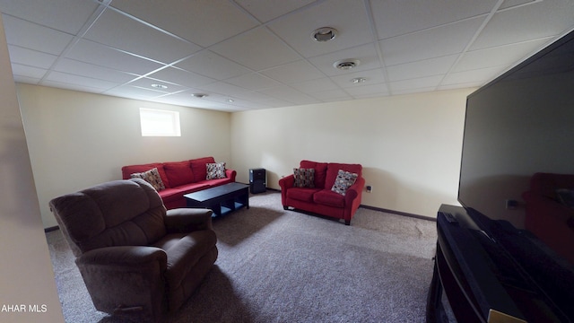 1647 Saint Francis Ln, Altoona, PA 16602 - carpeted living area with a drop ceiling and baseboards