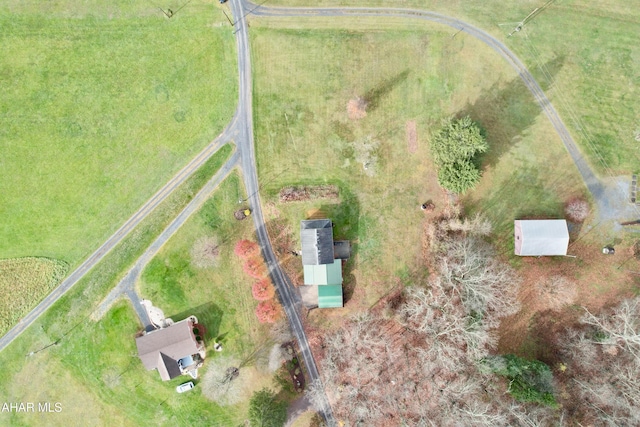 aerial view featuring a rural view