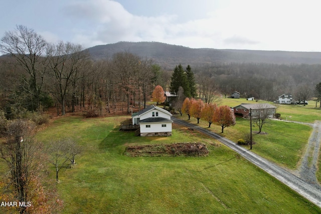 aerial view featuring a mountain view