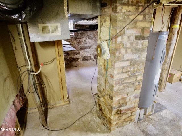 basement with water heater