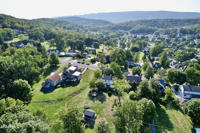 aerial view with a mountain view