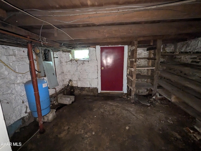 basement with electric panel