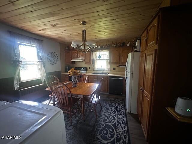 193 Pavia Rd, Imler, PA 16655 - dining room featuring wooden ceiling and a chandelier
