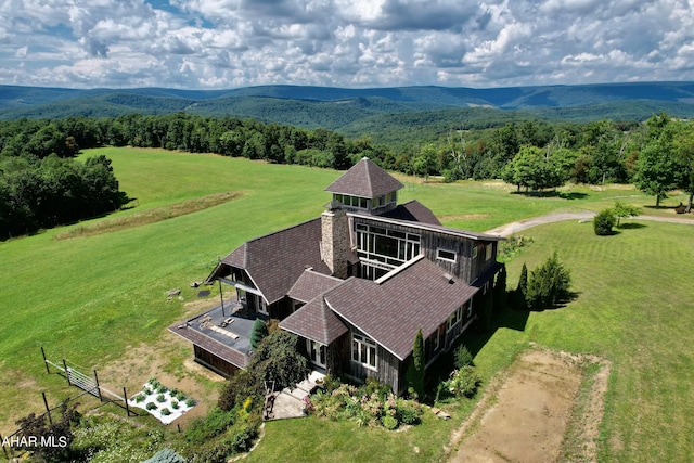 bird's eye view featuring a mountain view