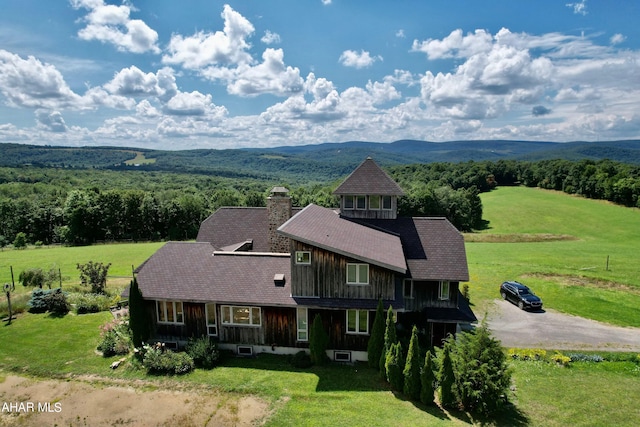 bird's eye view featuring a mountain view