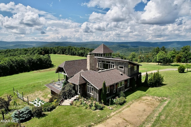 bird's eye view featuring a mountain view