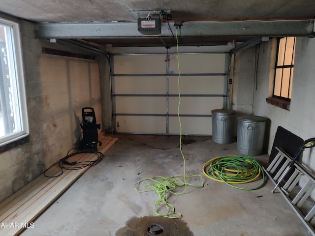 garage with a garage door opener