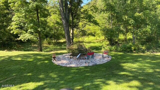 143 Rider Farm Rd, Altoona, PA 16601 - view of green lawn featuring a patio area and a forest view