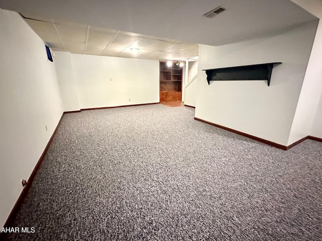 basement with carpet floors