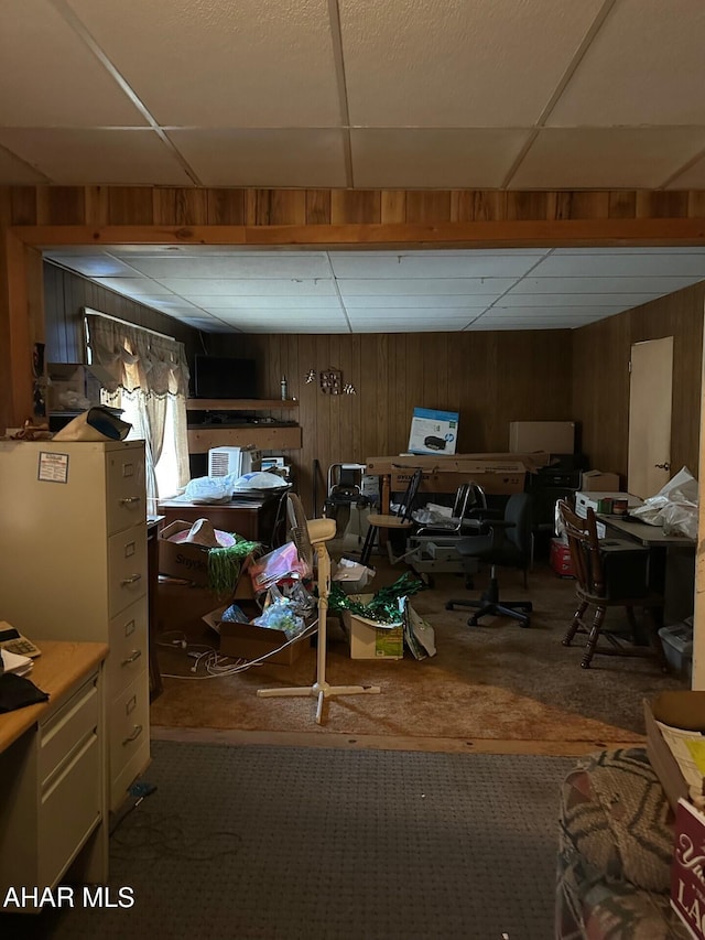 interior space with wood walls